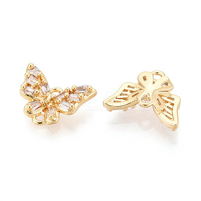 Brass Pave Clear Cubic Zirconia Links/Connector Charms KK-T077-69G-1