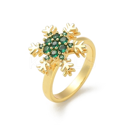 Snowflake Rotatable Open Cuff Rings for Women LS-RJEW-R007-01G-1