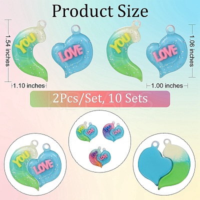 10 Sets Gradient Color Opaque Resin Pendants RESI-SZ0001-91E-1