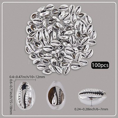 100Pcs Electroplated Natural Cowrie Shell Beads BSHE-LT0001-05B-1