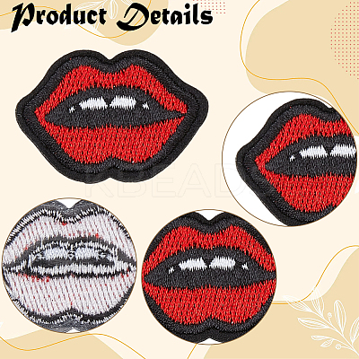 40Pcs 2 Styles Lip Polyester Computerized Embroidery Cloth Iron on/Sew on Patches DIY-GF0012-58-1
