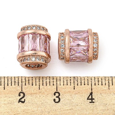 Rack Plating Brass Micro Pave Cubic Zirconia European Beads LS-KK-F089-31RG-02-1