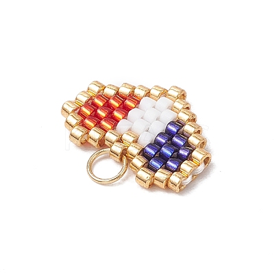 Handmade Glass Seed Beaded Heart Charms PALLOY-MZ00620-01-1