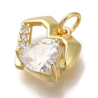Rack Plating Brass Micro Pave Cubic Zirconia Charms KK-I720-53G-1