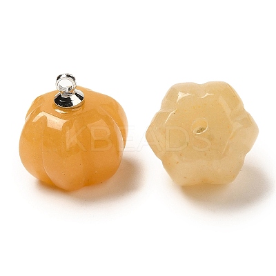 Natural Topaz Jade Pumpkin Charms with Platinum Tone Brass Bails G-C158-06P-02-1
