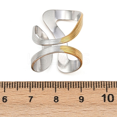 Adjustable 304 Stainless Steel Cuff Rings for Women RJEW-B135-01GP-02-1