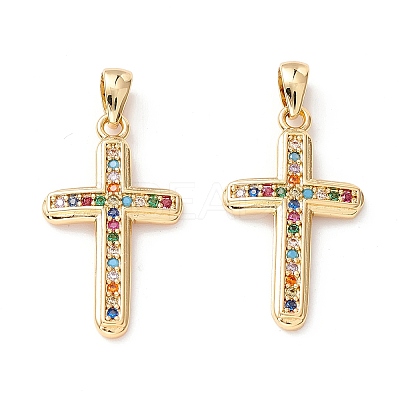 Brass Micro Pave Colorful Cubic Zirconia Pendants X-ZIRC-Z019-17G-NR-1