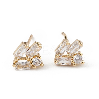 Clear Cubic Zirconia Geometric Stud Earrings EJEW-L234-085G-1