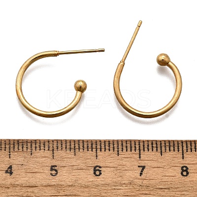 304 Stainless Steel C-shaped Hoop Circle Ball Stud Earrings STAS-K204-04G-1