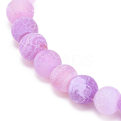Natural Weathered Agate(Dyed) Round Beaded Stretch Bracelet BJEW-JB08363-01-1