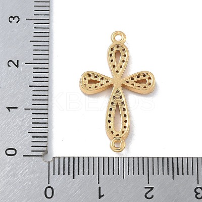 Rack Plating Brass Micro Pave Clear Cubic Zirconia Flower Connector Charms KK-A234-062G-1