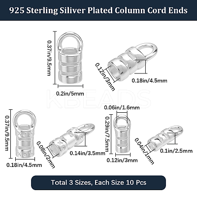 30Pcs 3 Styles Brass Cord Ends KK-BBC0026-08S-1