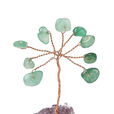 Natural Green Aventurine Chips Tree of Life Decorations DJEW-P022-03A-02-1