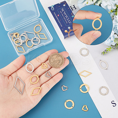 32Pcs 8 Styles 201 Stainless Steel Connector Charms STAS-SC0005-06-1