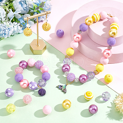 1 Set 7 Styles Resin Round Beads Set RESI-PH0001-98C-1