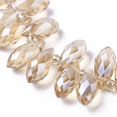 Electroplate Glass Faceted Teardrop Beads Strands EGLA-D014-32-1