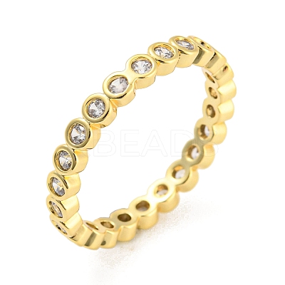 Rack Plating Brass Finger Ring with Cubic Zirconia RJEW-D014-01B-G-1