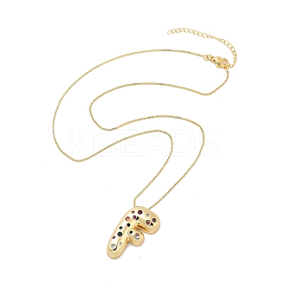 Brass Micro Pave Cubic Zirconia Letter Pendant Necklaces KK-Z069-01G-F-1