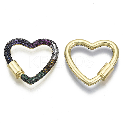 Brass Micro Pave Cubic Zirconia Screw Carabiner Lock Charms LS-ZIRC-N039-016B-NF-1