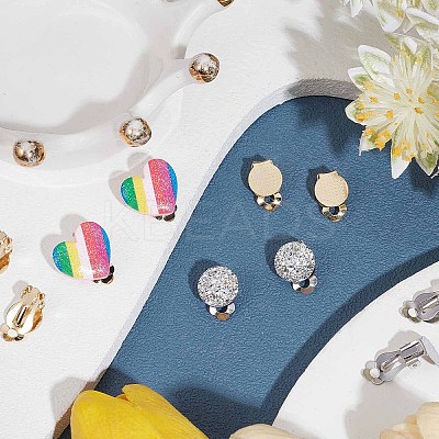 30Pcs 3 Colors 304 Stainless Steel Clip on Earring Pads STAS-SC0004-27-1