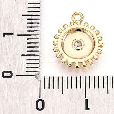 Brass Micro Pave Clear Cubic Zirconia Pendants KK-T075-21G-1