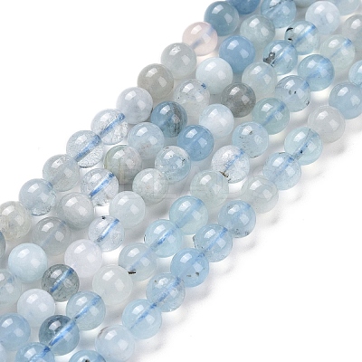 Natural Aquamarine Beads Strands G-R446-6mm-39-1