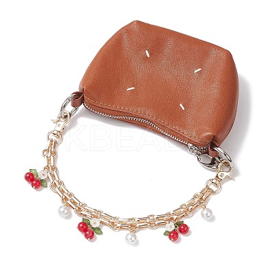 2Pcs Glass Flower & Fruit Bag Decorative Chains AJEW-BA00172-02-1