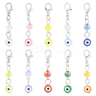 20Pcs 10 Colors Acrylic Evil Eye Pendant Decorations HJEW-YW00202-1