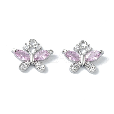 Brass Micro Pave Clear Cubic Zirconia Charms KK-H482-09P-03-1