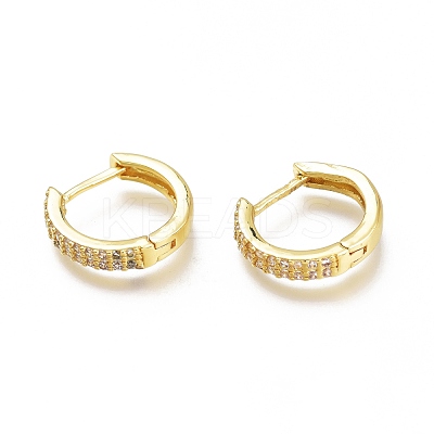 Brass Micro Pave Clear Cubic Zirconia Huggie Hoop Earrings ZIRC-H102-12G-1