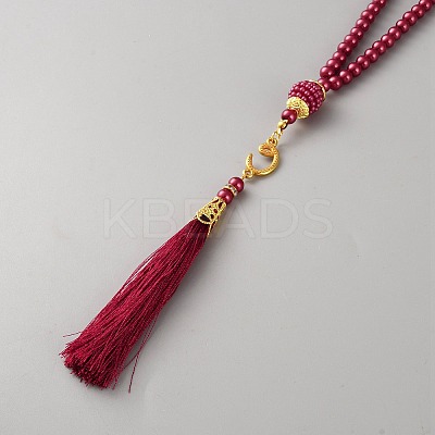 Round Glass Imitation Pearl Beaded Decorations AJEW-WH0460-139G-06-1