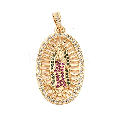 Religion Theme Brass Micro Pave Cubic Zirconia Pendants ZIRC-I032-71G-1-1
