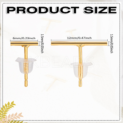 2 Pair Alloy Stick Stud Earrings for Women EJEW-LP0013-03G-1