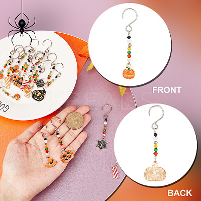 Halloween Theme Alloy Enamel Pendant Decorations HJEW-AB00251-1
