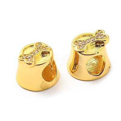 Rack Plating Brass Micro Pave Cubic Zirconia European Beads KK-M247-03G-1