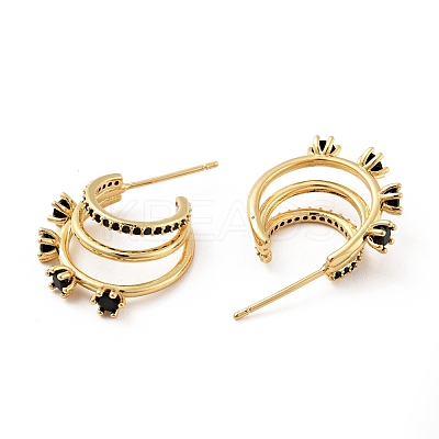 Cubic Zirconia C-Shaped Stud Earrings EJEW-G297-25G-1