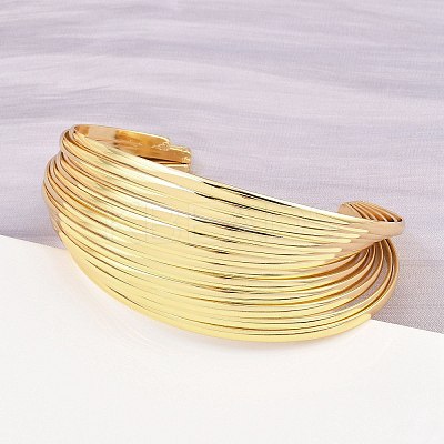 304 Stainless Steel Cuff Bangles for Women BJEW-P363-04G-1
