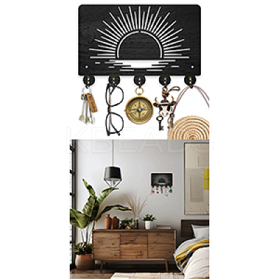 Wood & Iron Wall Mounted Hangers HJEW-WH0055-228-1