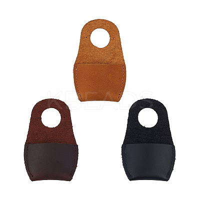 3Pcs 3 Colors Cowhide Thumb Protector for Woodwork Carving AJEW-GO0001-69-1