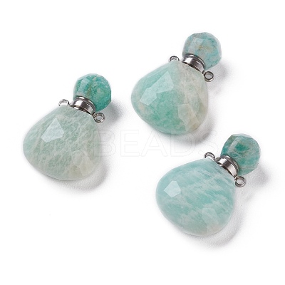 Teardrop Natural Amazonite Perfume Bottle Pendants G-H241-02A-P-1