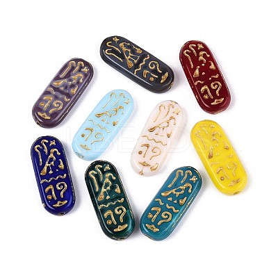 Oval with Rune Glass Beads GLAA-T025-66M-1