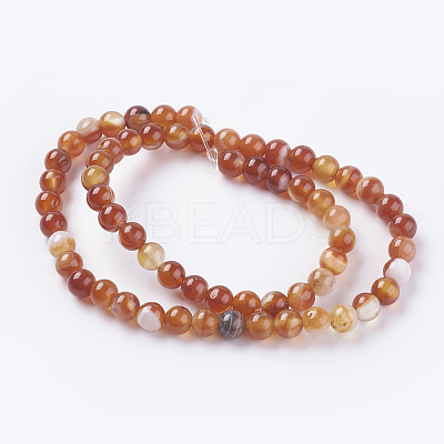 Natural Striped Agate/Banded Agate Beads Strands X-G-G591-6mm-03-1