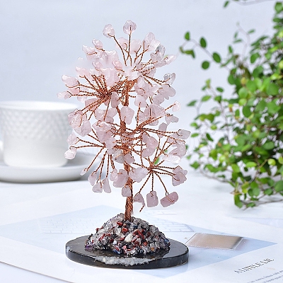 Natural Rose Quartz Chips Tree Decorations PW-WG16664-04-1