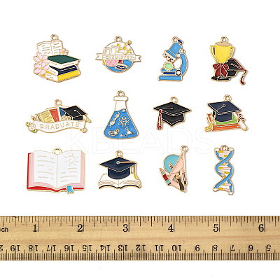 24Pcs 12 Styles Alloy Enamel Pendants ENAM-FS0003-40-1