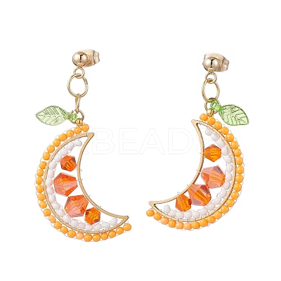 304 Stainless Steel Glass Dangle Stud Earrings EJEW-MZ00524-01-1