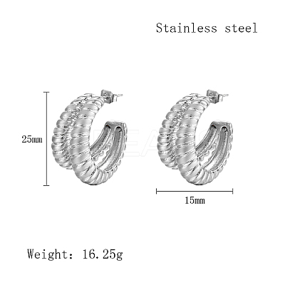 Non-Tarnish 304 Stainless Steel Stud Earrings TA6291-2-1