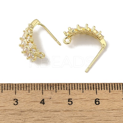 Brass Micro Pave Cubic Zirconia Ear Wire Findings KK-K371-08G-1