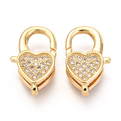 Brass Micro Pave Cubic Zirconia Lobster Claw Clasps X-ZIRC-O038-26G-1