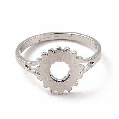 Non-Tarnish 304 Stainless Steel Sunflower Adjustable Ring for Women LS-RJEW-B027-17P-1