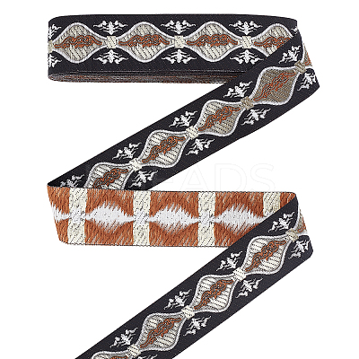7M Polyester Jacquard Flower Ribbon OCOR-WH0088-86-1